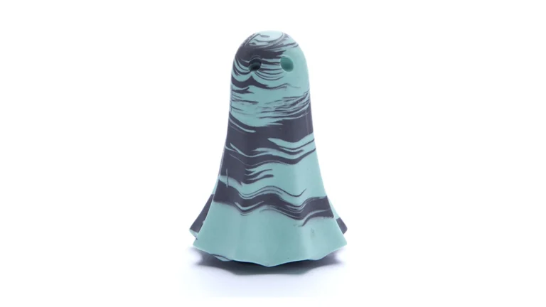 Briarclad Spectre ghost front view in green and black marble on a clean white background