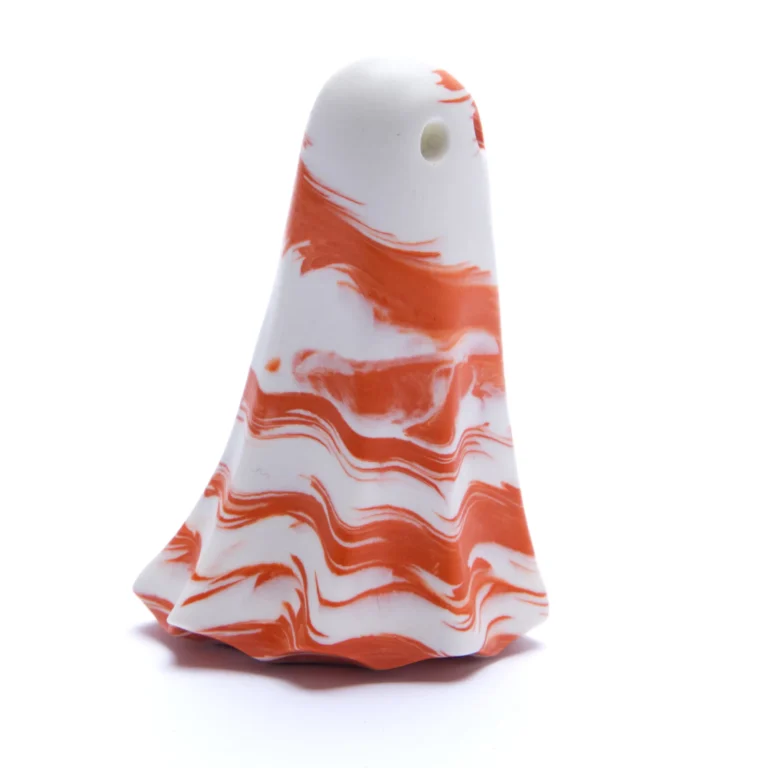 Luminar HG-0008-05-26 Spectre ghost left view showing flowing orange and white marble pattern and smooth matte surface