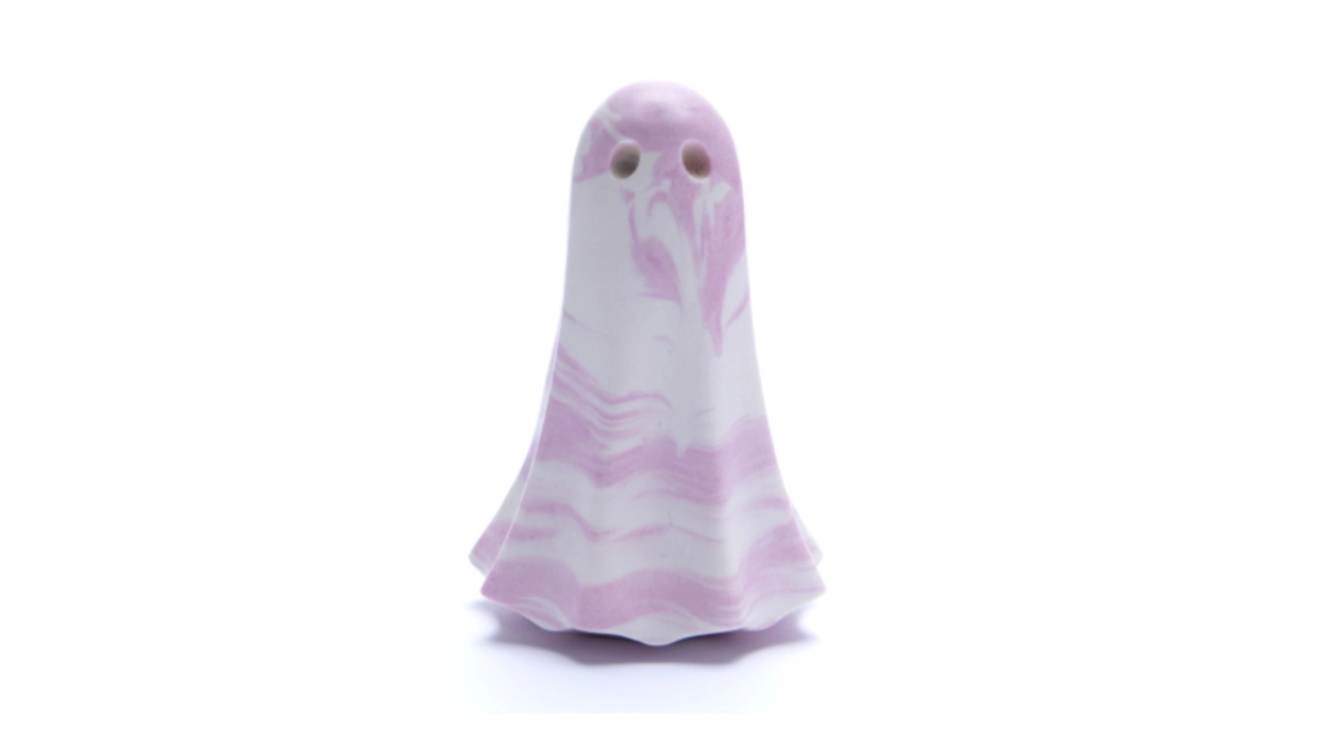 Pink and white marble Spectre ghost Rosalyth on a plain white background