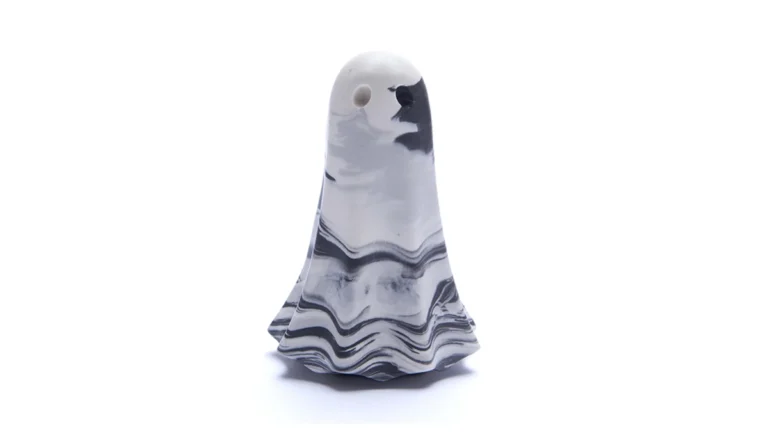 Vesper Spectre ghost front view in black and white marble on a white background