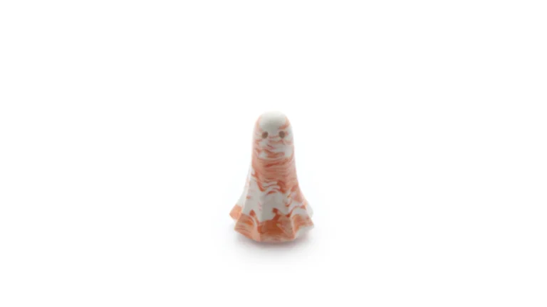 Taro HG-0033-07-26 Ghostling ghost figurine, Orange & White floating form from Ember Room, House of Ghosts